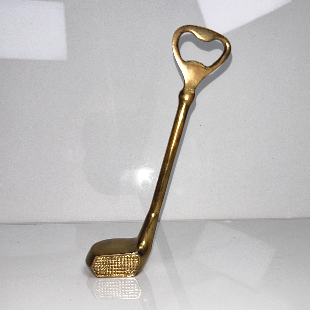 Vintage Brass Golf Club Bottle Opener Golfing Sport Gift Portable Fun Barware 6"